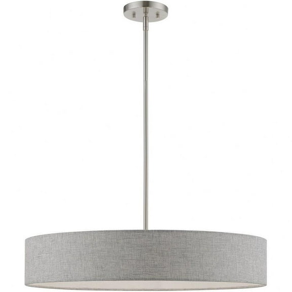 5 Light Large Drum Pendant in Timeless Style-13.5 inches Tall and 26 inches Wide-Brushed Nickel/Shiny White Finish Bailey Street Home 218-Bel-4829086