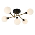 thumbnail image 1 of 5-Light Large Modern Globe Glass Flush Mount Chandelier Ceiling Light,85-240V, G9 Bulb Base White, 1 of 8