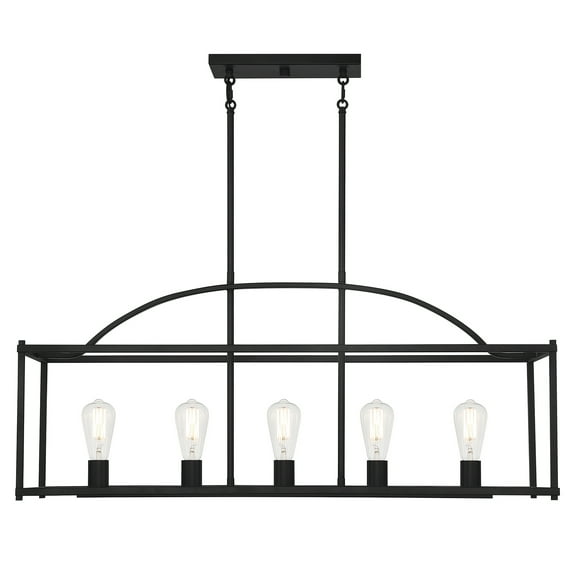 Matte Black Five Light Linear Chandelier from the Palladian Collection