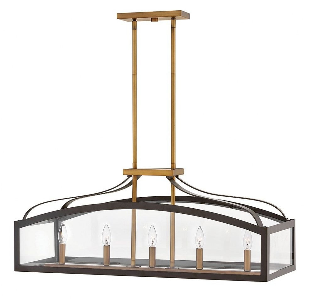 Elegant Bronze 5-Light Forged Iron Chandelier with Clear Glass