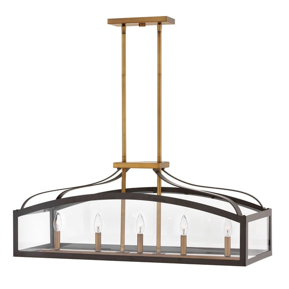 3416BZ Hinkley Lighting Clarendon - 5 Light Linear Chandelier in Traditional Style - 36 Inches Wide by 15 Inches High-Bronze Finish