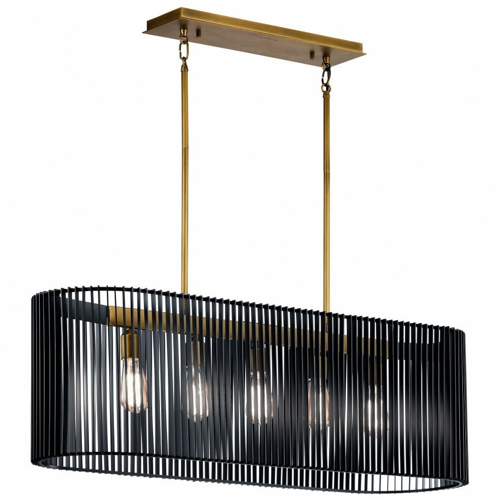 Linara 40" Matte Black and Brass Modern Linear Chandelier