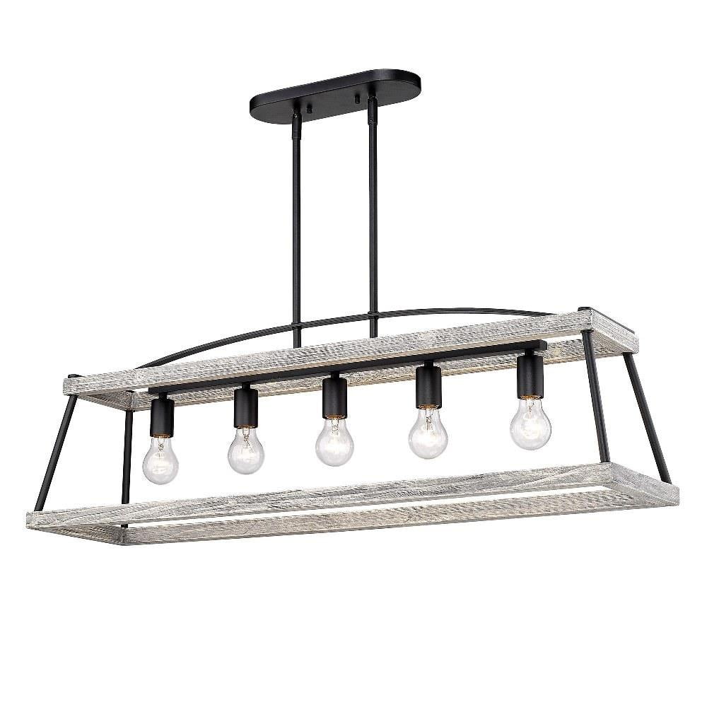 Gray Harbor Steel and Pine 5-Light Linear Pendant