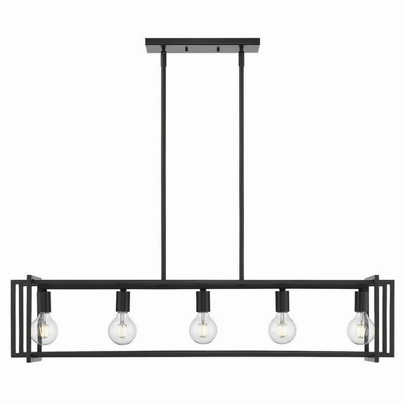 5 Light Linear Pendant in Variety Of Style 9.25 inches High By 41 inches Wide-Black Finish-Matte Black Shade Color Bailey Street Home 170-Bel-4159809
