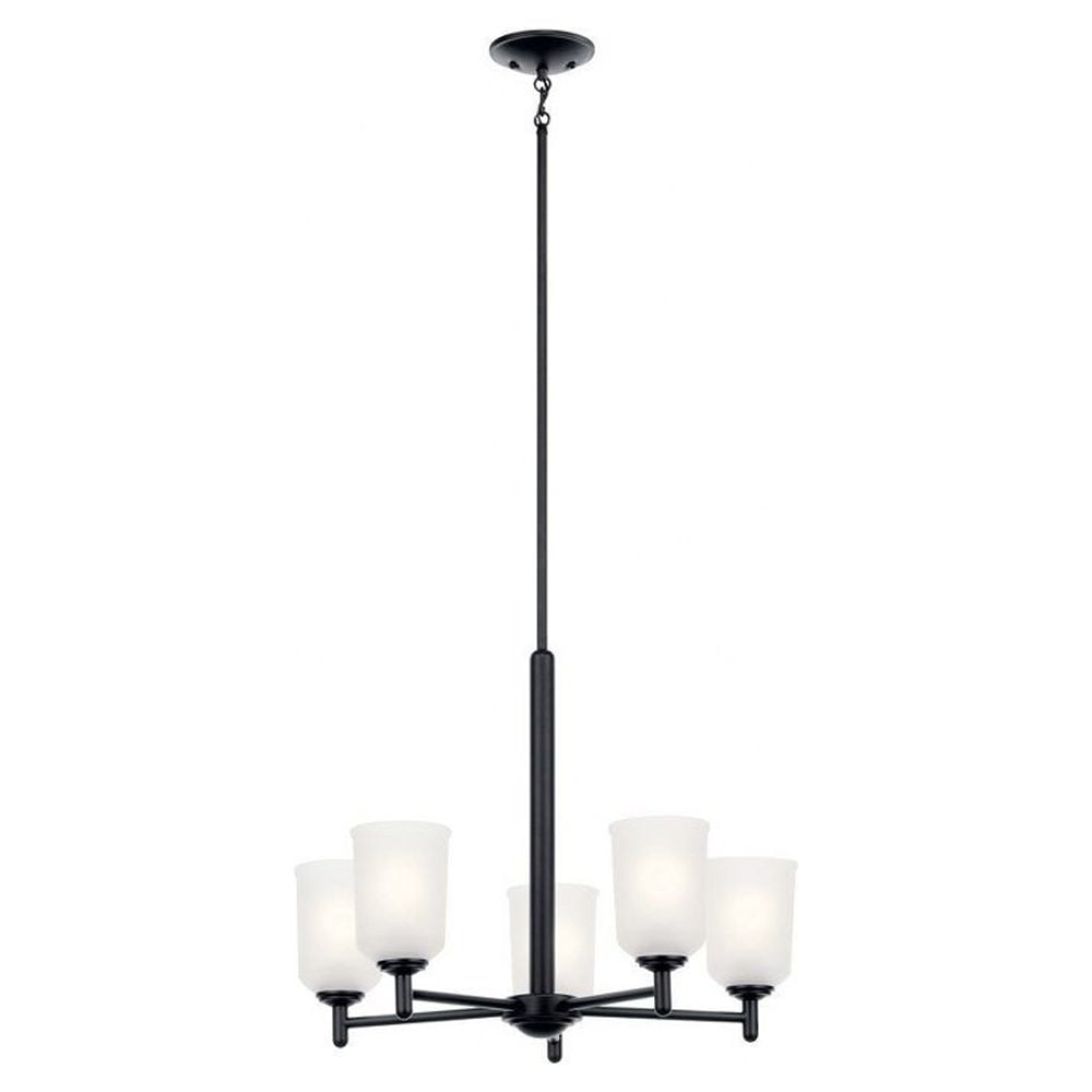 5 Light Medium Chandelier 23.5 Inches WideBlack Finish Traditional