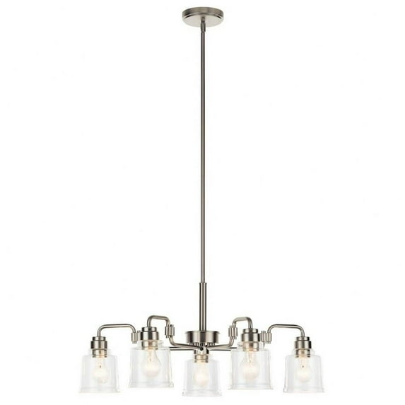 5 Light Medium Chandelier in Vintage Industrial Style-13.5 inches Tall and 30 inches Wide-Nickel Textured Finish Bailey Street Home 147-Bel-4802166
