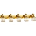 thumbnail image 1 of 5 Light Modern Crystal Bathroom Vanity Lights Gold Bathroom Light Fixtures Crystal Vanity Shower Lights Over Mirror, Mirror Glass Crystal Bathroom Vanity Lighting Fixtures, Square Shade, 1 of 7