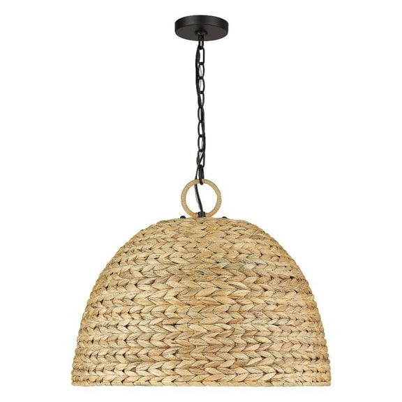 5 Light Pendant 18.63 inches Tall and 21 inches Wide-Matte Black Finish-Woven Sweet Grass Shade Color Bailey Street Home 170-Bel-4561177