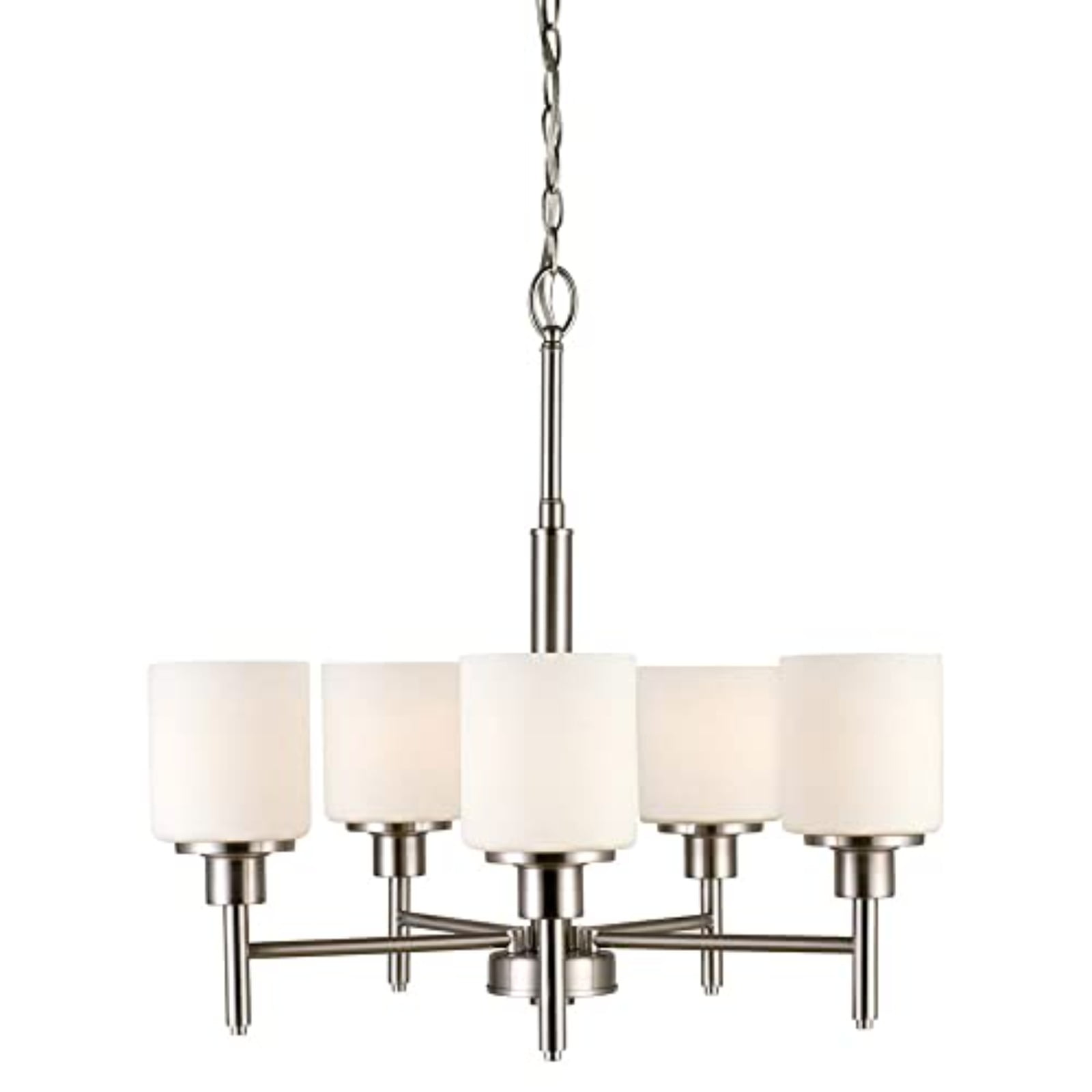 Aubrey Mini 5-Light Chandelier with Frosted Glass, Satin Nickel