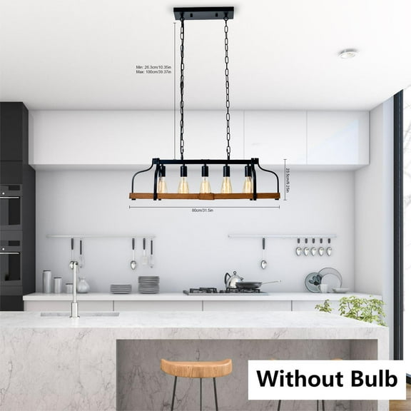 5-Light Pendant Lamp Rustic Ceiling Lighting Fixture Room Decor Farmhouse Chandelier Without Bulb