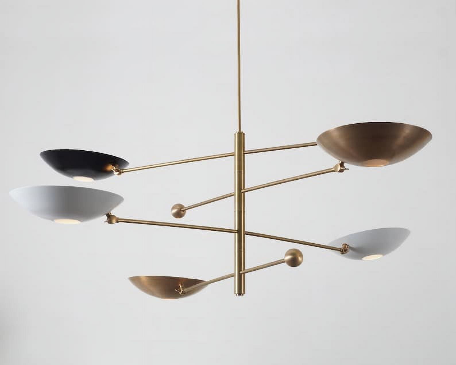 5 Light Pendant Mid Century Modern Raw Brass Sputnik chandelier light Fixture