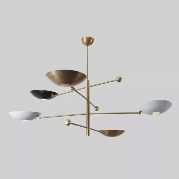 5 Light Pendant Mid Century Modern Raw Brass Sputnik chandelier light Fixture