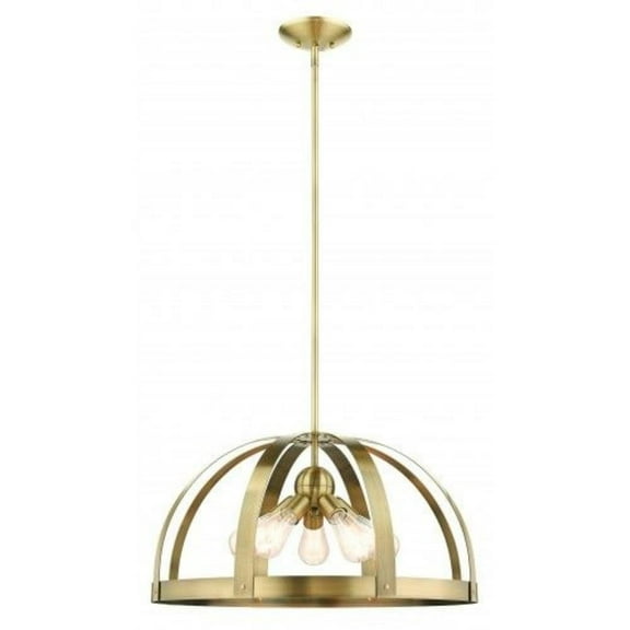 5 Light Pendant in Industrial Style 24 inches Wide By 15.5 inches High-Antique Brass Finish Bailey Street Home 218-Bel-4363361
