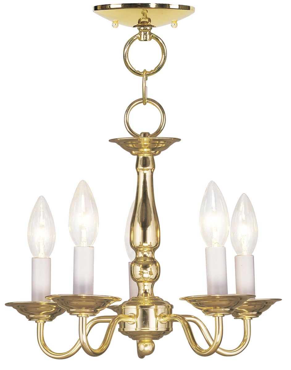 Polished Brass Mini Candle Style Chandelier with 5 Lights
