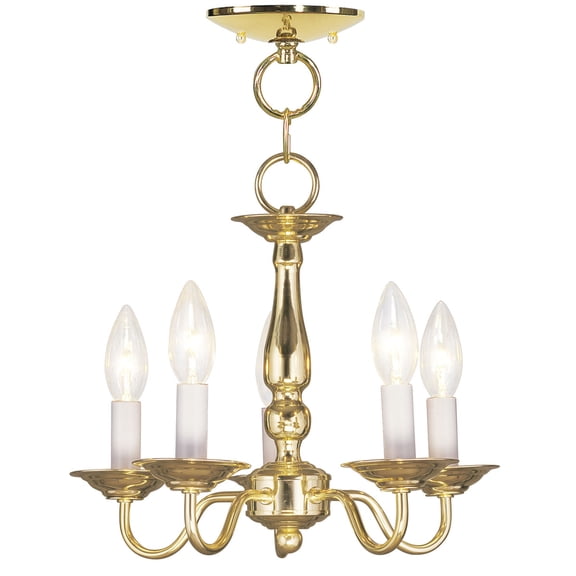 5 Light Polished Brass Chain Hang/Ceiling Light fixture with Steel base material
