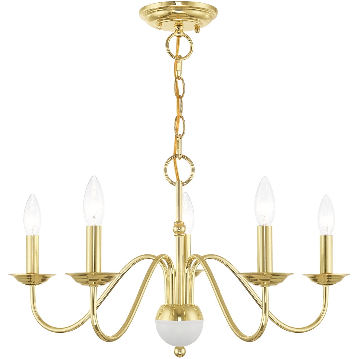 Polished Brass and Steel 5-Light Traditional Chandelier
