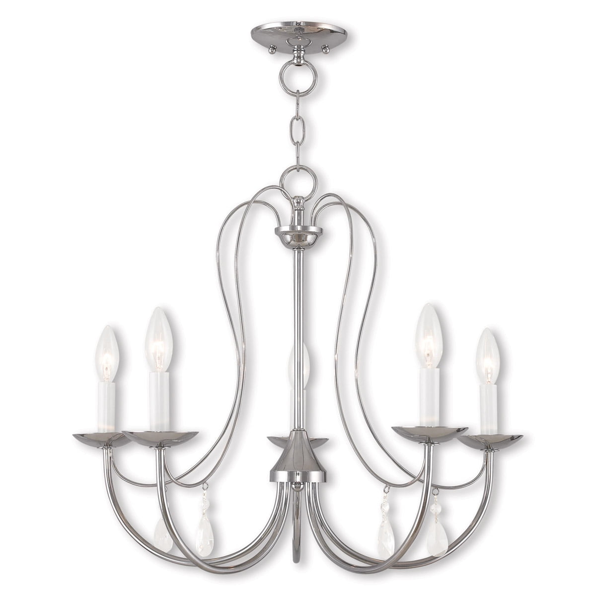 Elegant Brushed Nickel 5-Light Chandelier with Candelabra Bulbs
