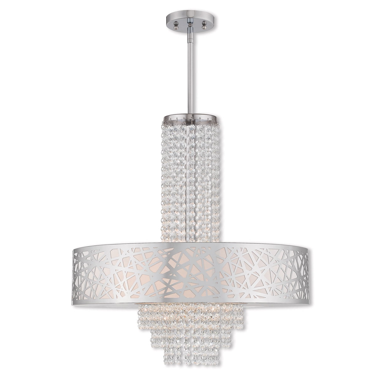 Polished Chrome 5-Light Drum Chandelier with Crystal Accents