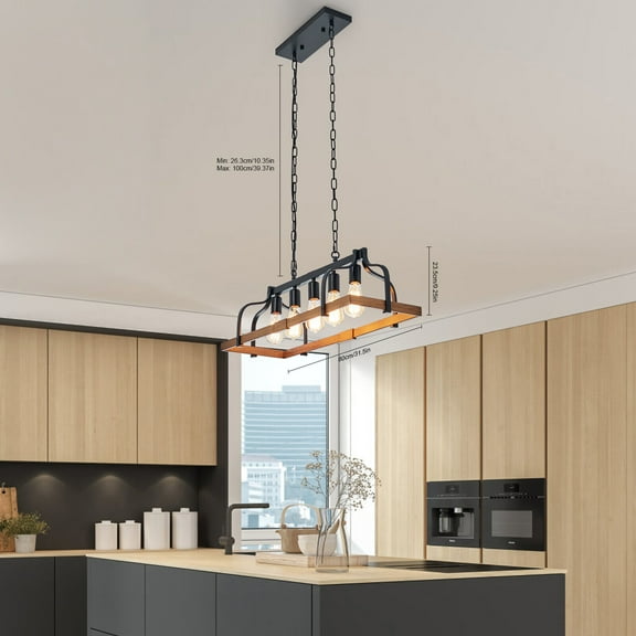 5-Light Rustic Pendant Light Dining Room Chandelier Hanging Ceiling Lamp Fixture 60W