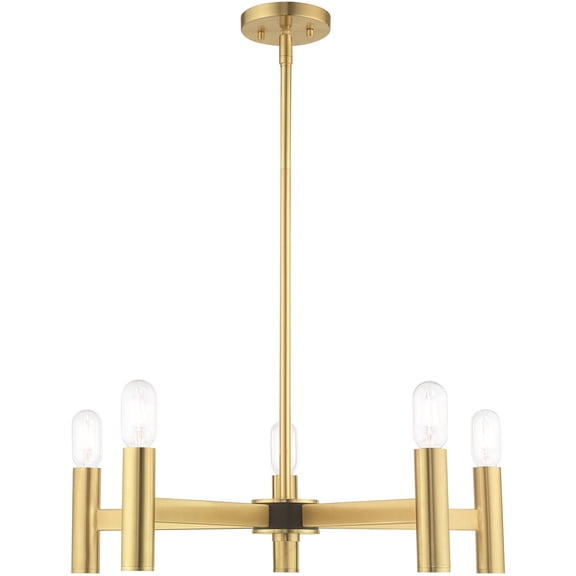 5 Light Satin Brass Chandelier with Steel base material