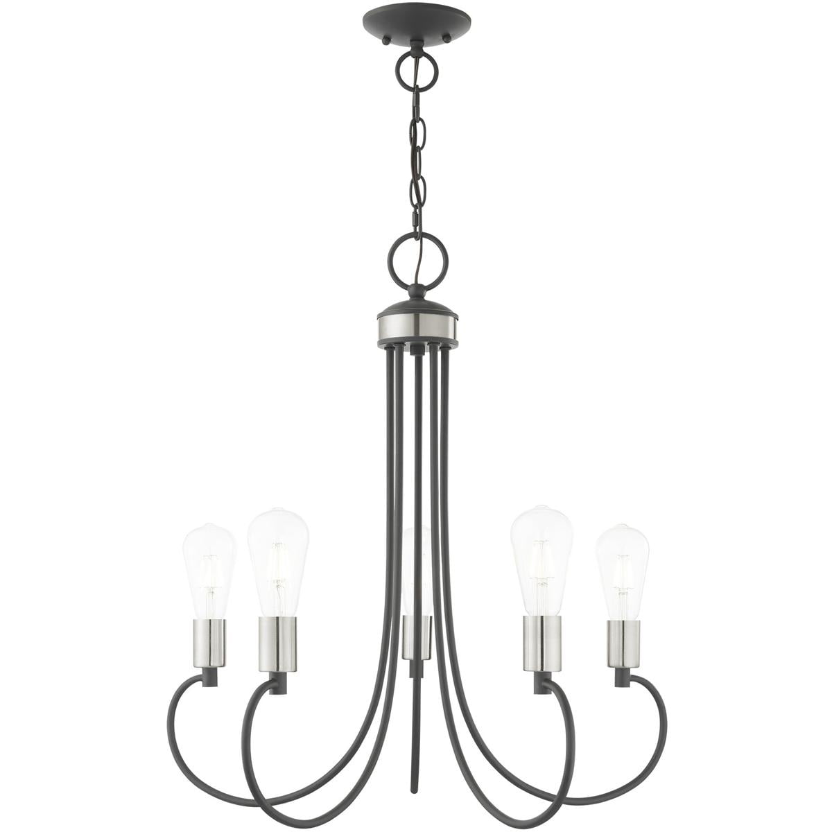 Mini Bari 5-Light Scandinavian Gray Crystal Candle Chandelier