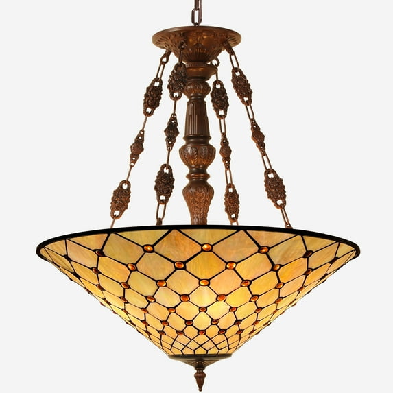 5 Light Tiffany Pendant Light Fixture Adjustable Hight Stained Glass Tiffany Chandelier