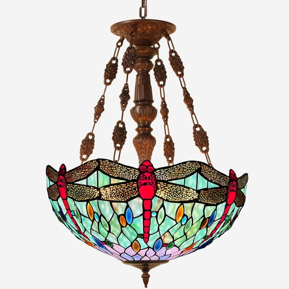 5 Light Tiffany Pendant Light Fixture Adjustable Hight Stained Glass Tiffany Chandelier