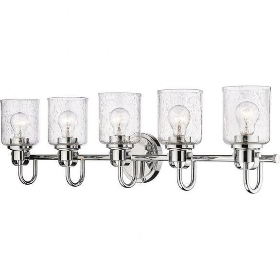 5 Light Traditional Steel Vanity Light Fixture with Clear Seeded Glass-9.5 inches H By 35 inches W-Chrome Finish Bailey Street Home 372-Bel-4620063