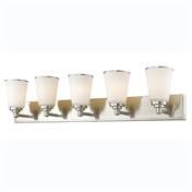 Z-Lite 432-5V-BRZ Jarra 5 Light Vanity Light with White Glass Shade,Bronze/White