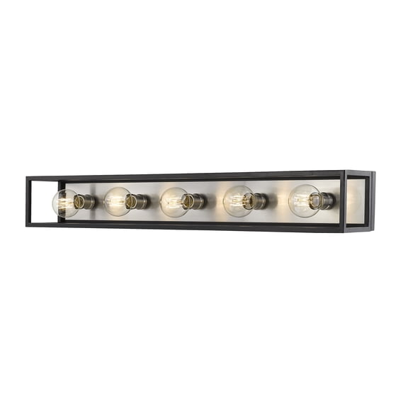 5 Light Vanity Frame Finish Matte Black + Brushed Nickel