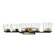 thumbnail image 1 of 5 Light Vanity Light Fixture in Craftsman Industrial Style 42.5 inches Wide By 7.5 inches High-Matte Black/Olde Brass Finish Bailey Street Home, 1 of 1
