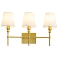 thumbnail image 1 of 5-Light Vanity Lights for Bathroom,41 in Vintage Black Bathroom Vanity Light Fixtures,with Flared White Fabric Lampshade for Bedroom,Living Room,Foyer,Hardwired,E12 Base, 1 of 7