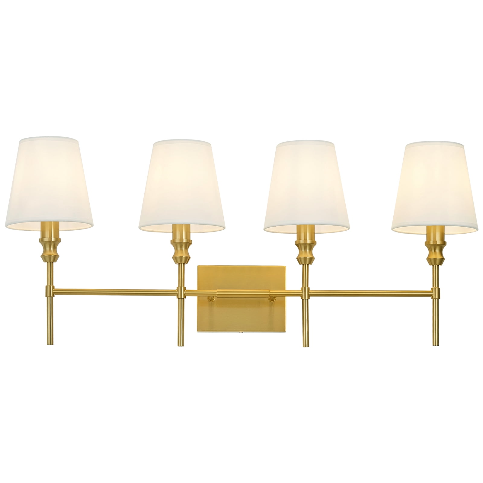 5-Light Vanity Lights for Bathroom,41 in Vintage Black Bathroom Vanity Light Fixtures,with Flared White Fabric Lampshade for Bedroom,Living Room,Foyer,Hardwired,E12 Base