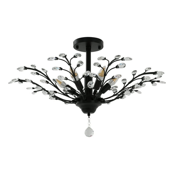 5-Light Vintage Branches Crystal Chandelier Pendant Lamp Bedroom Living Room Ceiling Light Fixture