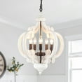 thumbnail image 1 of 5-Light W17.71" x H78.74" Rustic Lantern Chandeliers for Dining Room Antique Brown, 1 of 5