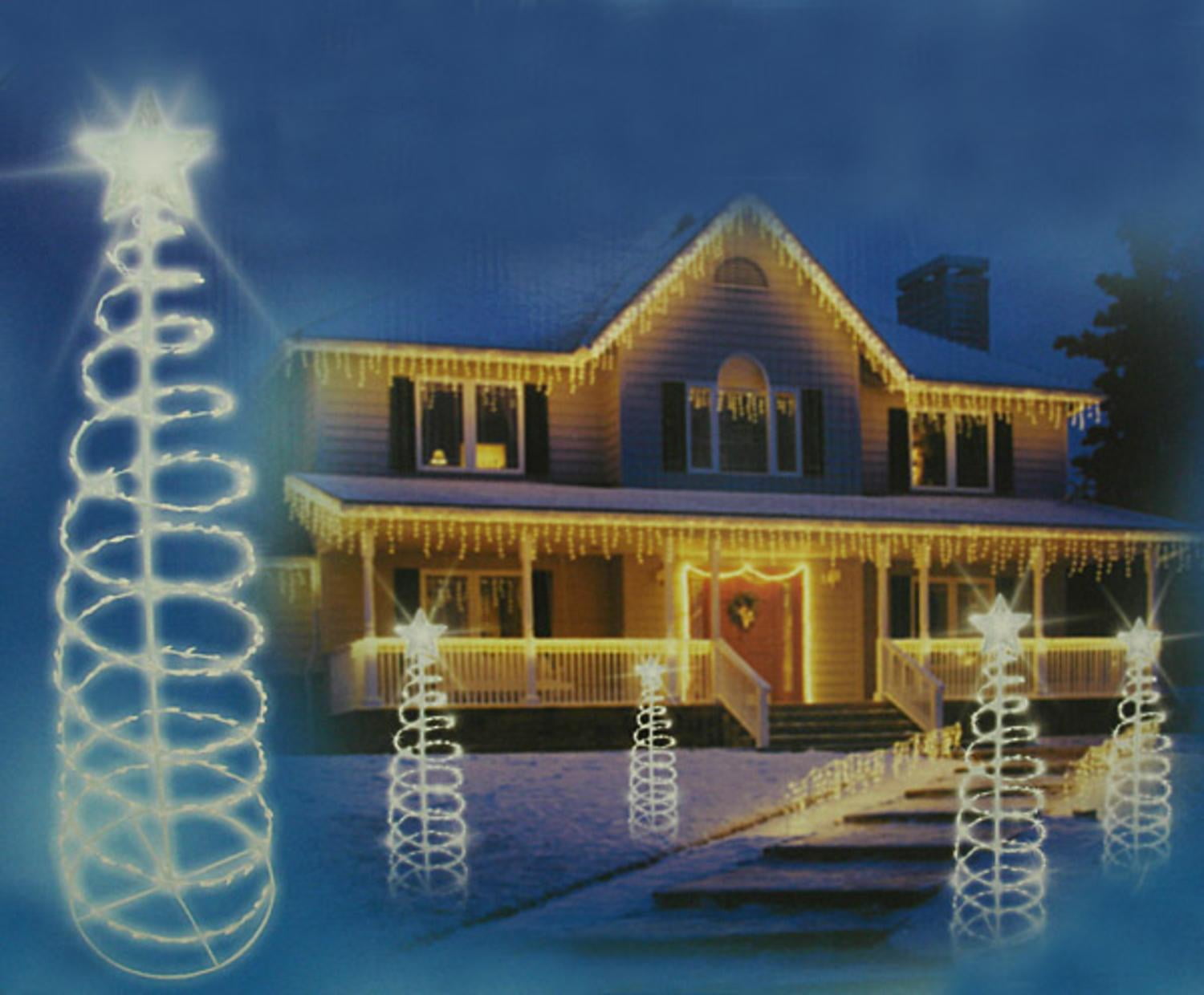 5' Lighted Spiral Outdoor Christmas Tree Decor - White LED Lights