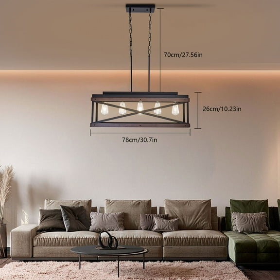 5 Lights 110V Industrial Pendant Light Fixture Rustic Farmhouse Island Light W/o Bulb for Living Rooms