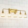 thumbnail image 1 of 5-Lights Bathroom Light Fixtures Gold Bathroom Vanity Light Over Mirror with Clear Glass Shade Wall Sconce Lighting, 1 of 7