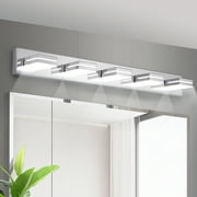 Miniyam 5-Lights LED Vanity Light, Modern Wall Sconce for Bathroom Over Vanity Mirror, Dimmable Light Fixture, Chrome