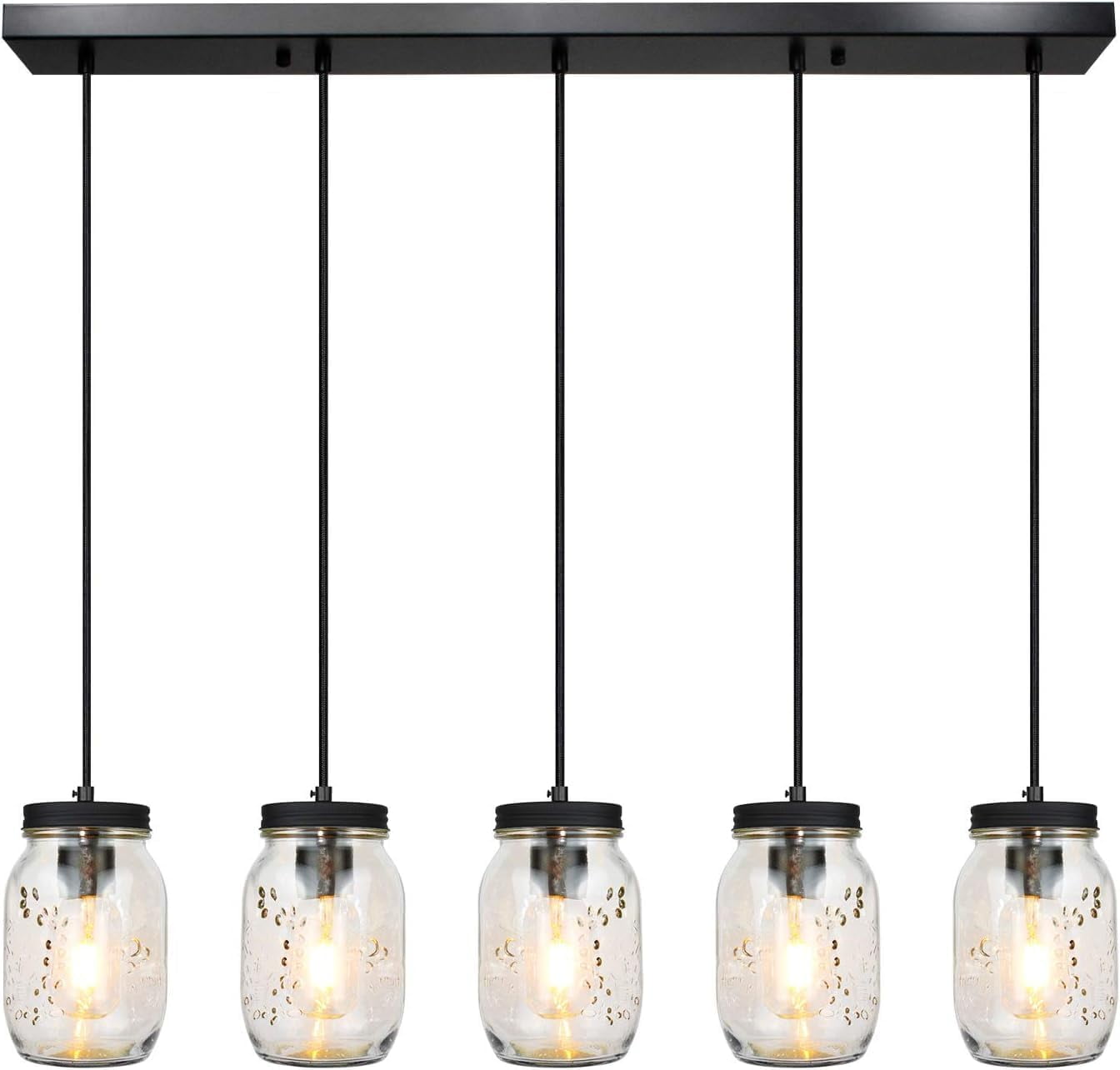 5Lights Mason Jar Light Fixtures Glass Jar Ceiling Light Fixture for