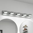 thumbnail image 1 of 5 Lights Modern LED Vanity Light for Bathroom, 35.4 inch Chrome Up and Down Wall Light Fixtures Over Mirror with Frosted White Acrylic Shades (White Light 6000K), 1 of 9