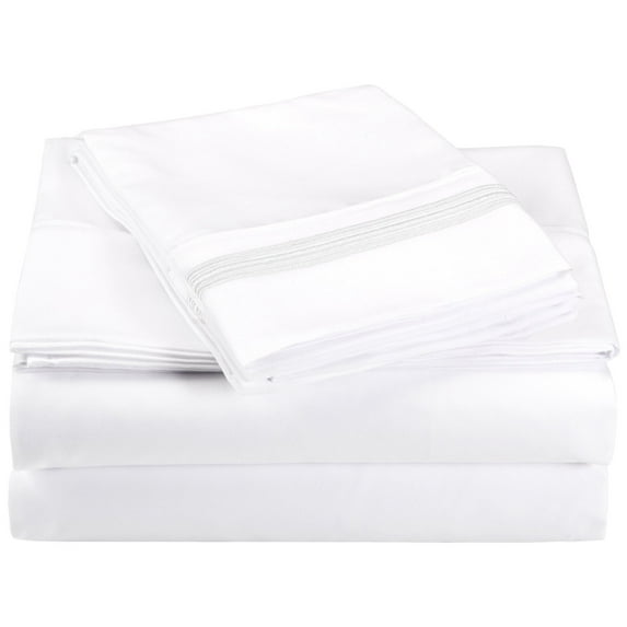 5-Line Embroidery Sheet Set White / Twin XL