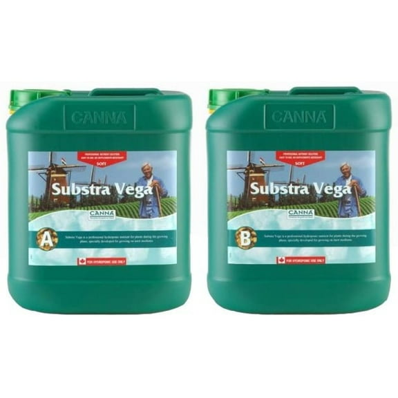 5 Liter - Substra Vega - Part A and B - Soft Water - Veg Nutrient - Developed For Run to Waste Inert Mediums - CANNA 9221005