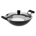 thumbnail image 1 of 5 Litre Deep Fry Pan, Hard Anodised Kadai with Stainless Steel Lid, Flat Bottom Kadhai, Big Kadai, Black (AD50S), 1 of 1
