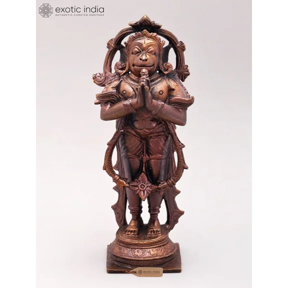 5'' Lord Hanuman Standing in Namaskar Gesture | Copper Statue