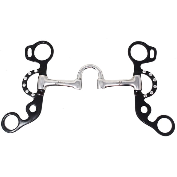 5" Low Port Swivel Mouth Short Shank Studded Cheek Horse Correction Bit 35657B