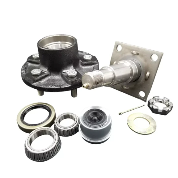 5-Lug 4.5" Bolt Pattern Idler Hub Spindle Kit with Brake Flange for Trailer Axles - 3500 lbs Capacity, Compatible with 84 Series (Replacement Part)