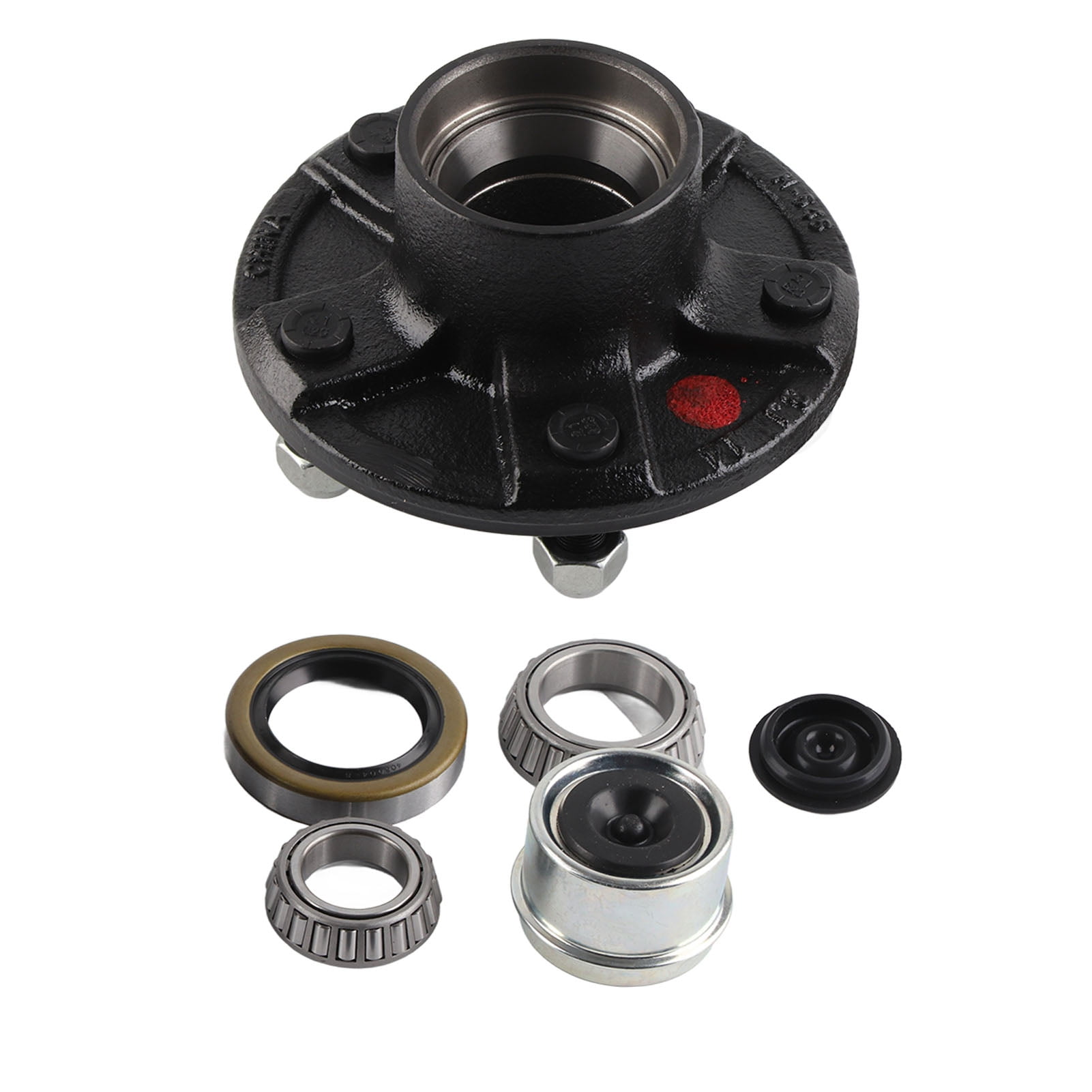 5 Lugs Trailer Idler Hub Kit with Grease Seals Caps and Rubber Plug for