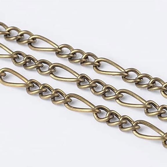 5 M Iron Handmade Chains Figaro Chains Mother-Son Chains with Spool Unwelded Fashion Stacking Jewelry Chain for Necklace Bracelet and Anklet Accessories Making 3-3.5x4-7x0.83-1mm