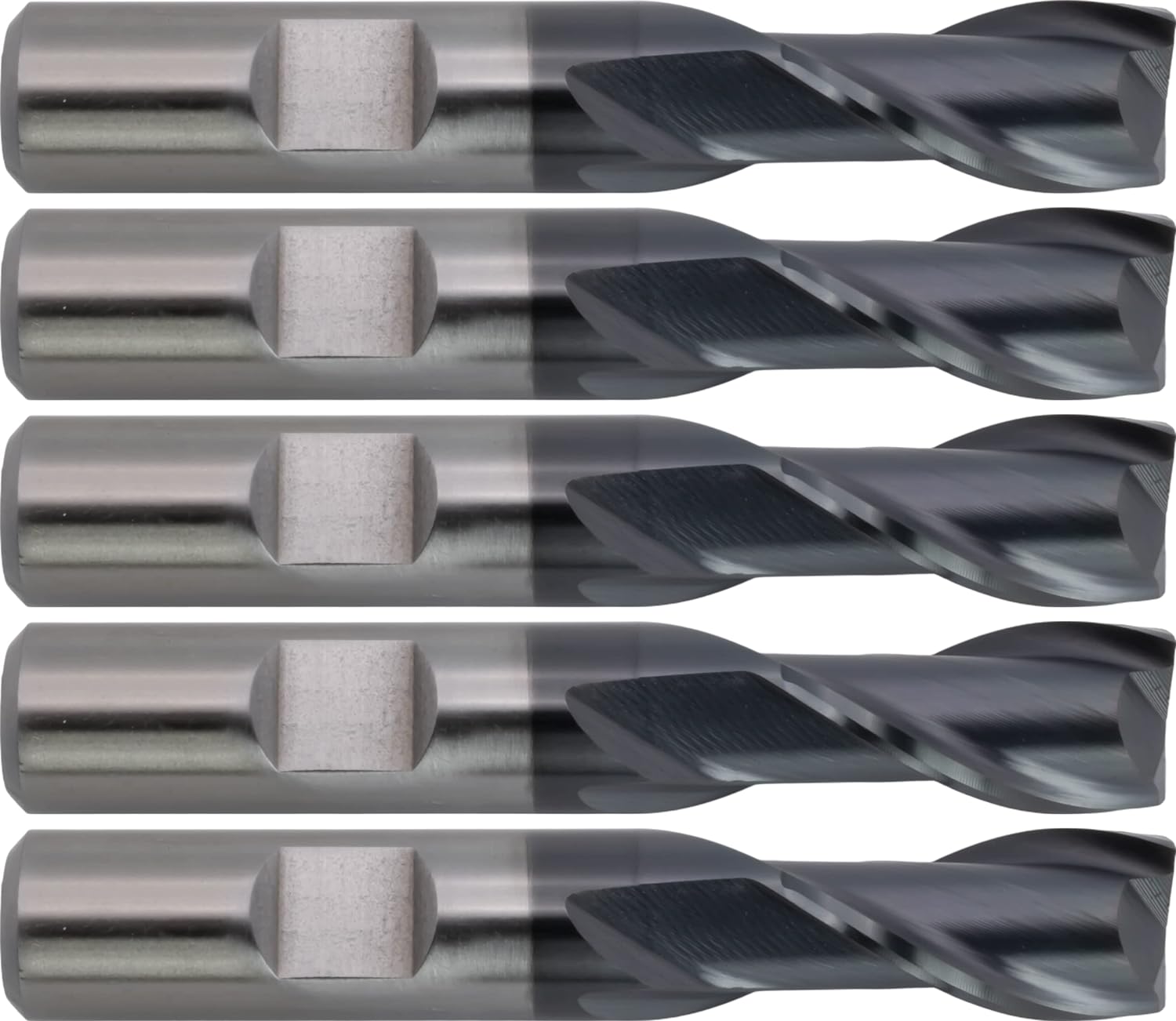 5 M42 Cobalt End Mills, Square Nose, Alcrn Finish, 1/2" Cut Dia., 1